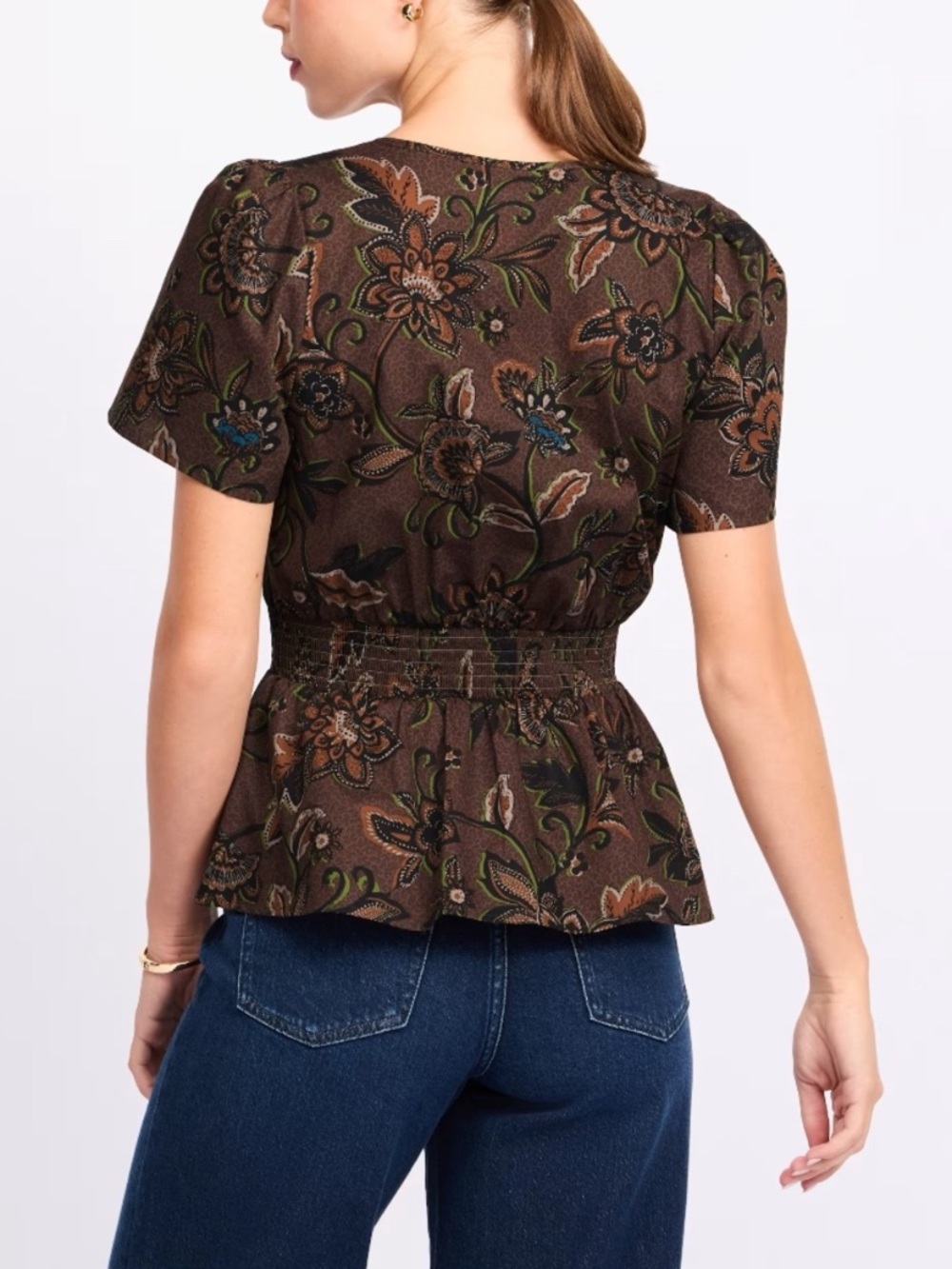 NEW StitchFix Sugarlips Desirae Floral Boho Peplum Cotton Blouse Size XL - Picture 2 of 9